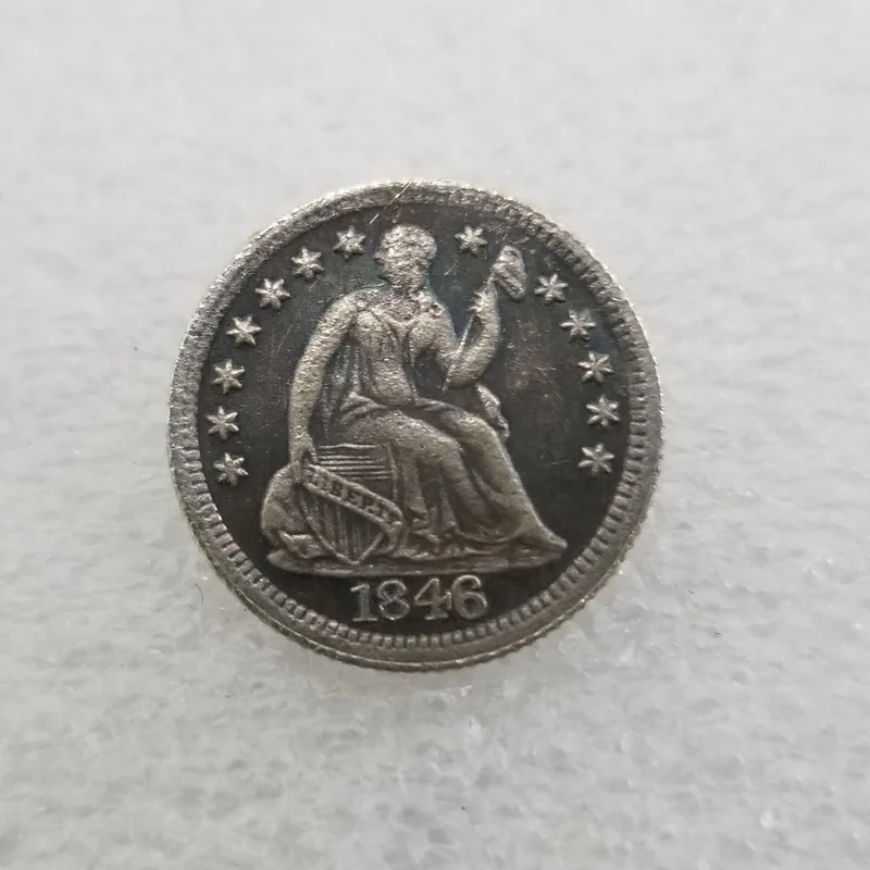

American 1846 Half Dime Brass Silver-plated Commemorative Collectible Coin Gift Lucky Challenge Coin