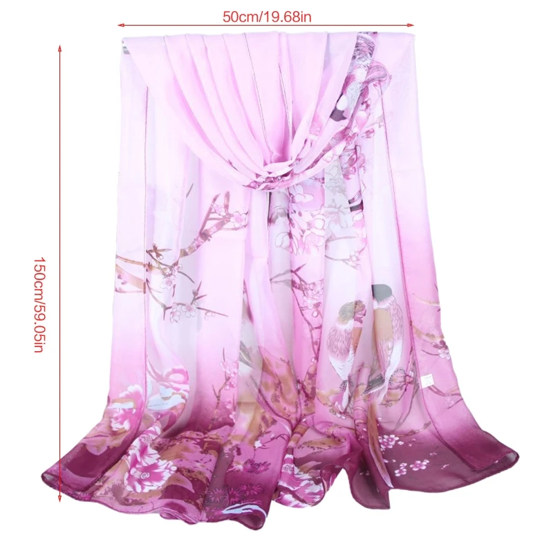 

Chiffon Scarfs Chinese Traditional Painting Magpie Annunciation Tudung Hijab For Women Lightweight Pashmina Stole