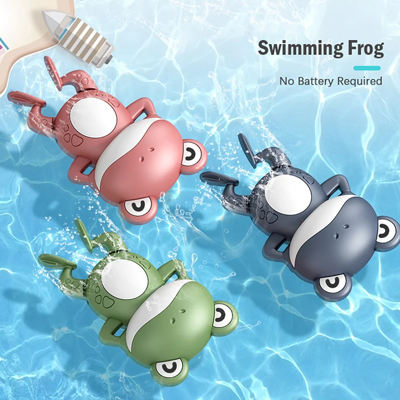 

Cartoon Frog Bath Toy For Baby Swimming Pool Bathroom Beach Shower Game Duck Wind-up Clockwork Toy Summer Children Kid Water Toy