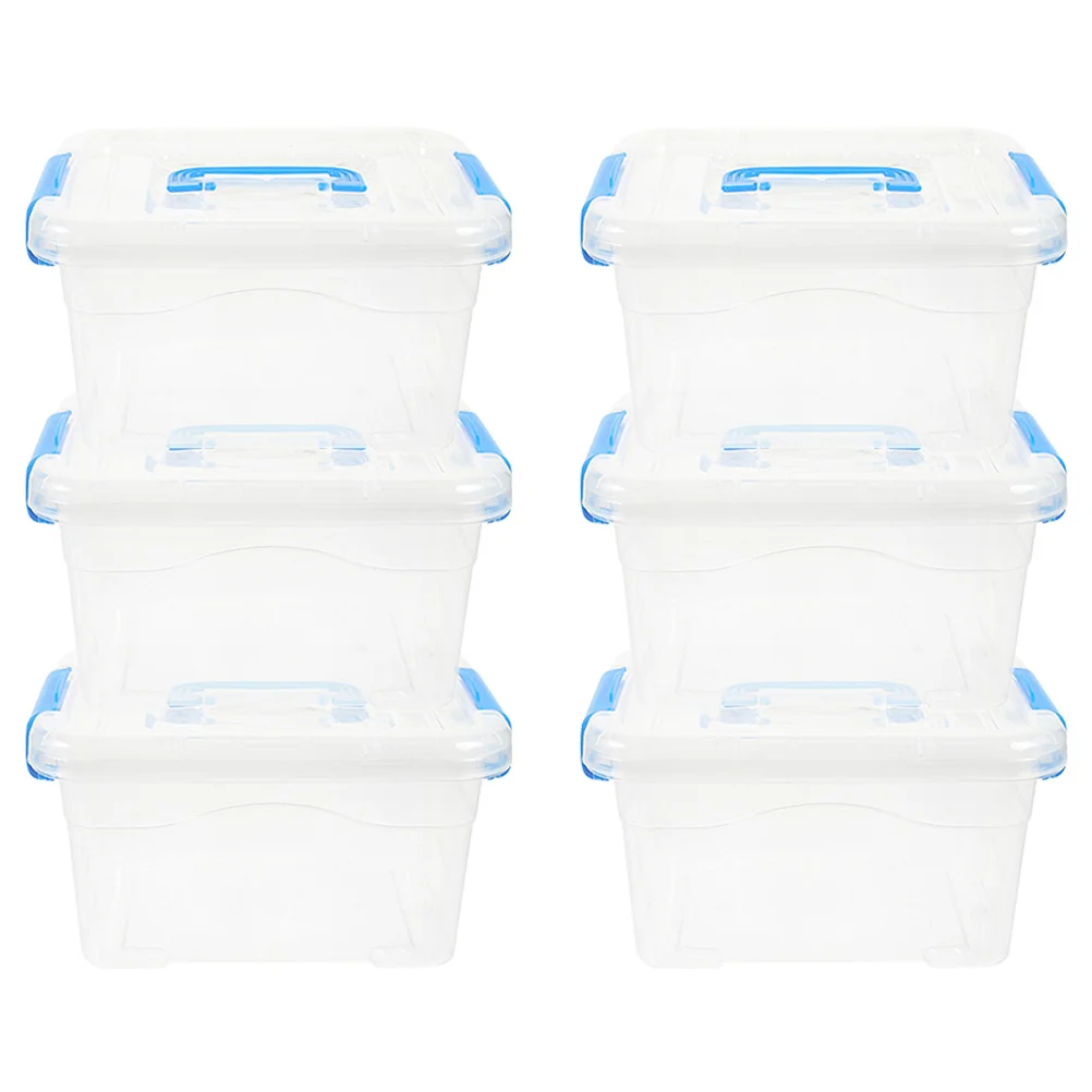 

6pcs Plastic Storage Box with Lid Clear Tabletop Sundry Toy Organizer Container