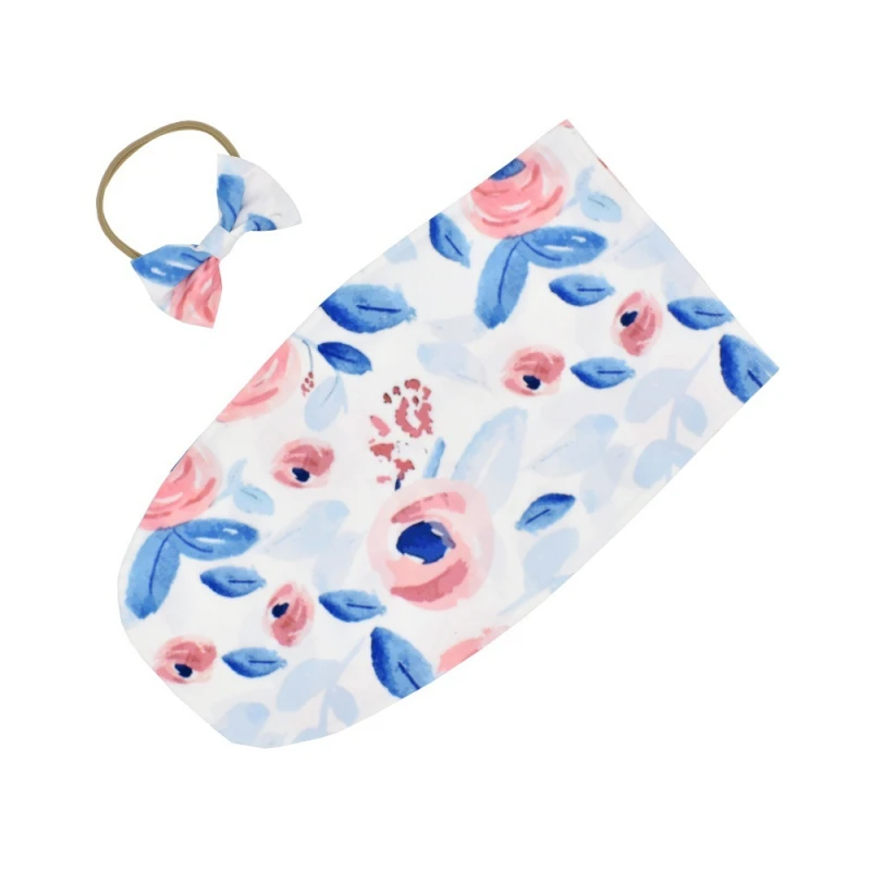

Special Promotion Newborn Baby Sleeping Bag Floral Print With Headband Set Baby Anti-kick Sleeping Bags