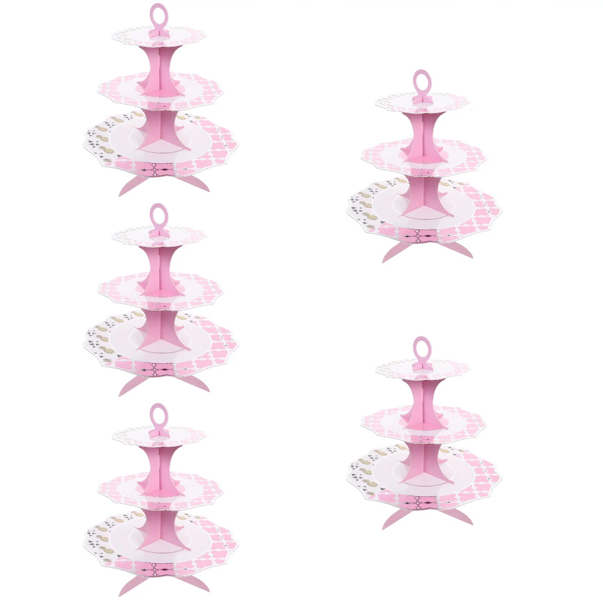 

5pcs Cake Stand Dessert Holder 3 Tiers Paper Cake Holder Muffin Holder