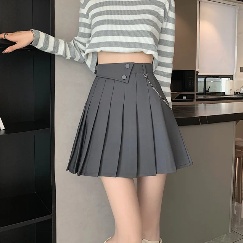 black denim skirt Fashion Ins Chic Irregular High Waist Design Mini Skirt Preppy Style Pleated Skirts Womens 2022 Spring A Line Jupe Femme red skirt