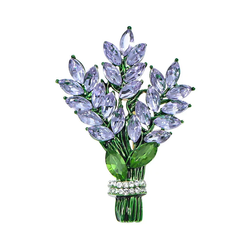

Purple Lavender Brooch Romantic Crystal Flower Lavender Lapel Pins OL Accessories Botany Vindicate Gifts Luxury Women Jewelry