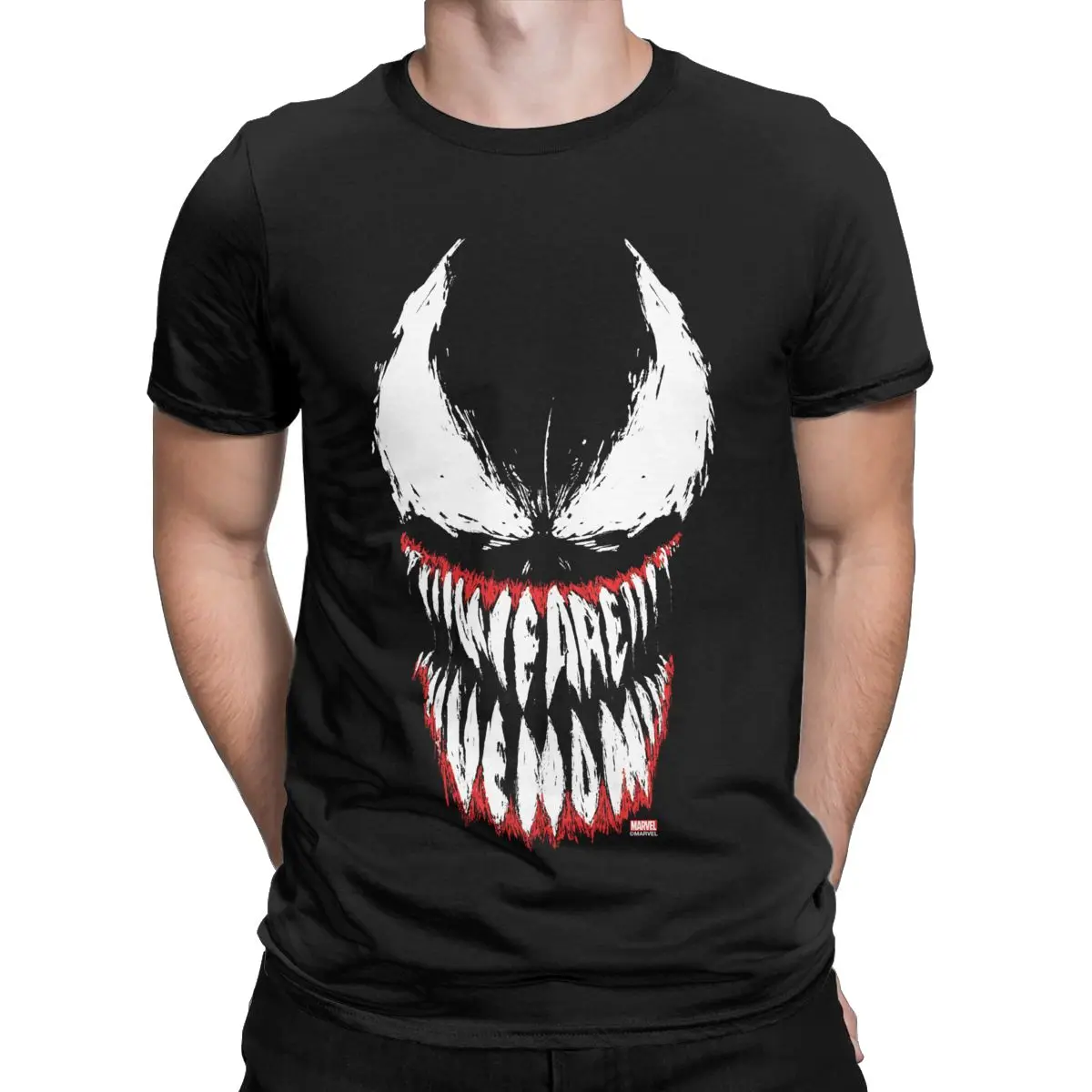 Men   Marvel We Are Venom T Shirts 100% Cotton Clothing Awesome Short Sleeve O Neck Tees 4XL 5XL T-Shirts