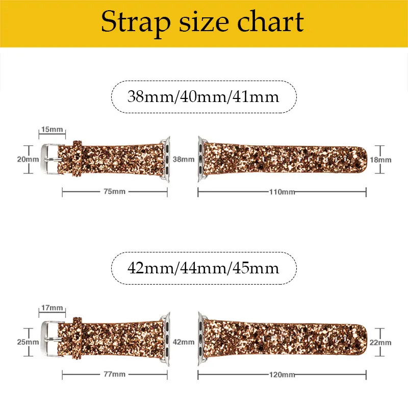 glitter sequins Leather ultra 49mm Band for Apple Watch 38mm 40/41mm 42mm 44mm 45mm ladies Shiny Strap IWatch Series 8 7 6 5 4 3