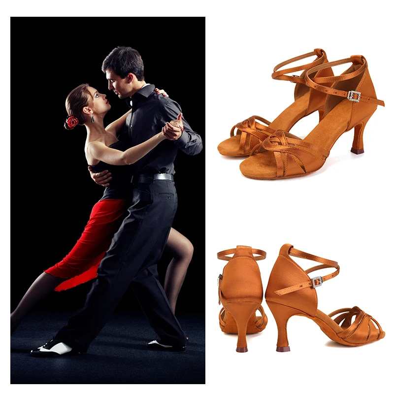 SWDZM SILK Women Latin Dance Shoes Ballroom Indoor Dancing Shoes Salsa Tango High Heel Soft Bottom Latin Shoes For Girls Ladies
