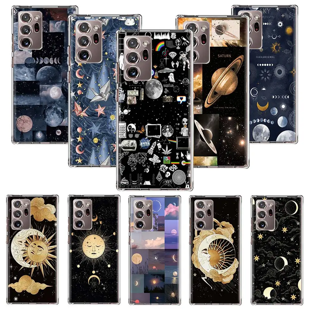 

Sun Moon Stars Space Case Coque For Samsung Galaxy Note 20 Ultra 8 9 Note 10 Plus M02s M30S M31S M51 M11 M12 M21 Cover Funda