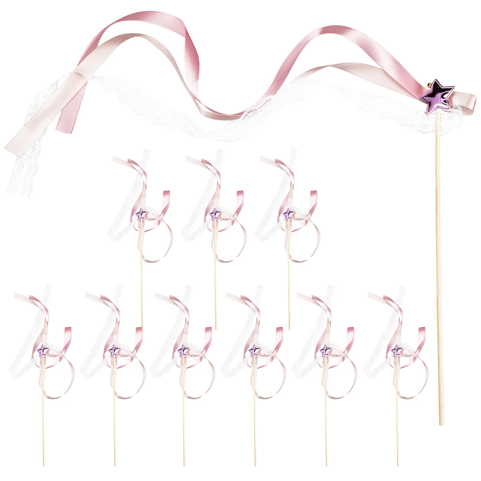 

10Pcs Ribbon Christmas Birthday Party Streamers Wands Fairy Decorations