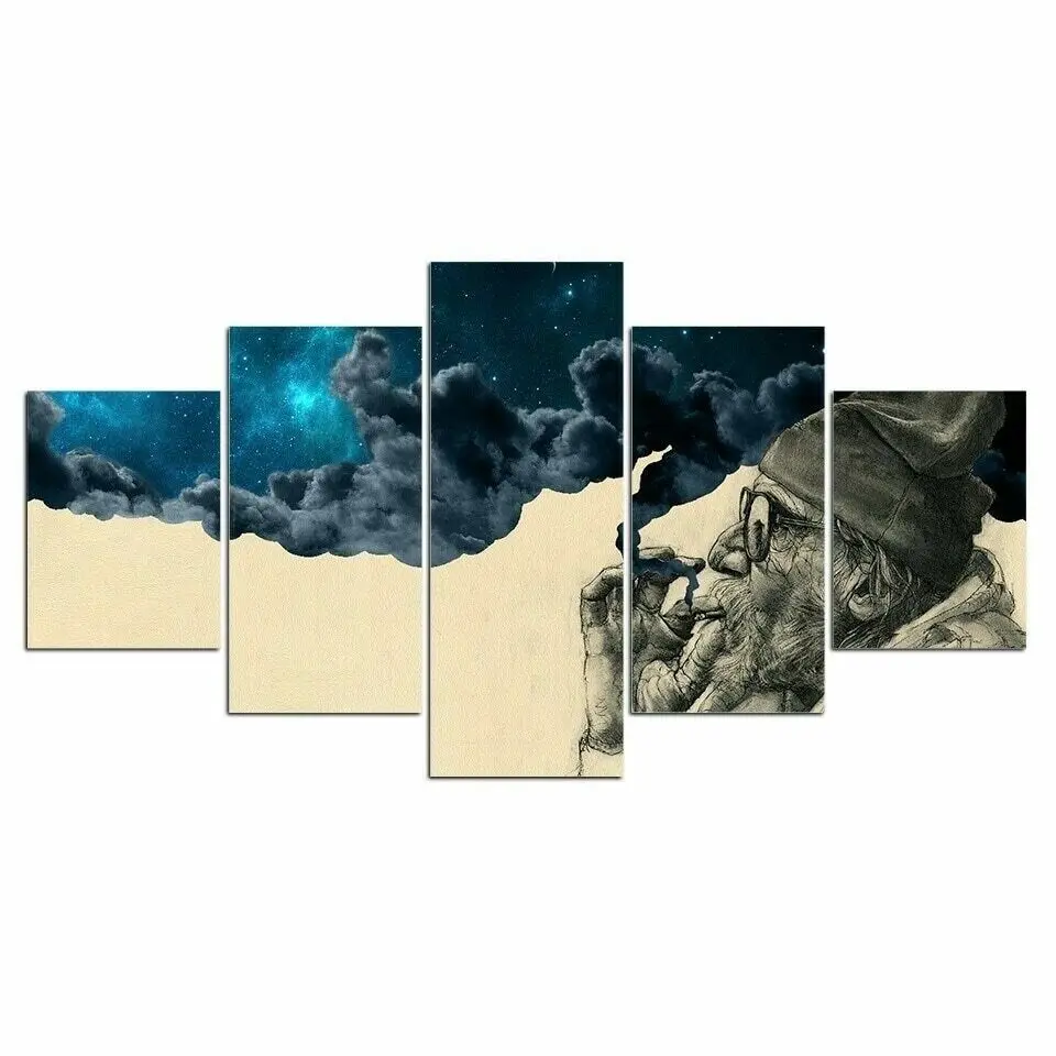 Картина на холсте для пожилых людей с психоделическим опытом курения 5 панелей