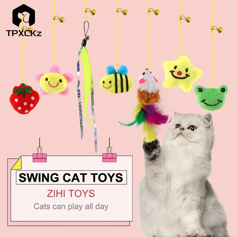 

Hanging Automatic Interactive Cat Toy Funny Mouse Toys Cat Stick With Bell Toy For Kitten Playing Teaser Wand Toy cat supplies
