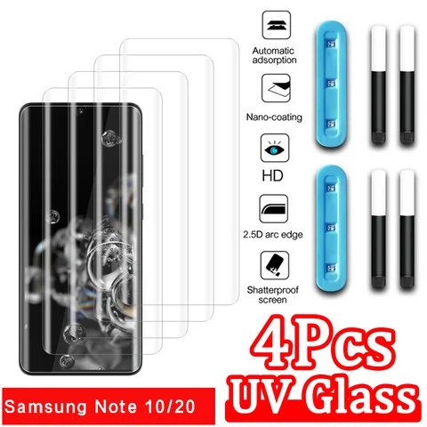 4 шт. УФ закаленное стекло для Samsung Galaxy Note 10 20 Plus защита для экрана для Glaxy Note 20 10 Ultra