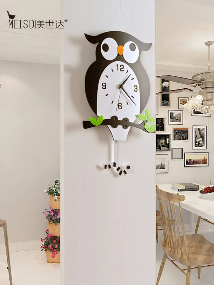 Милые Мультяшные настенные часы милые бесшумные цифровые кварцевые с животным