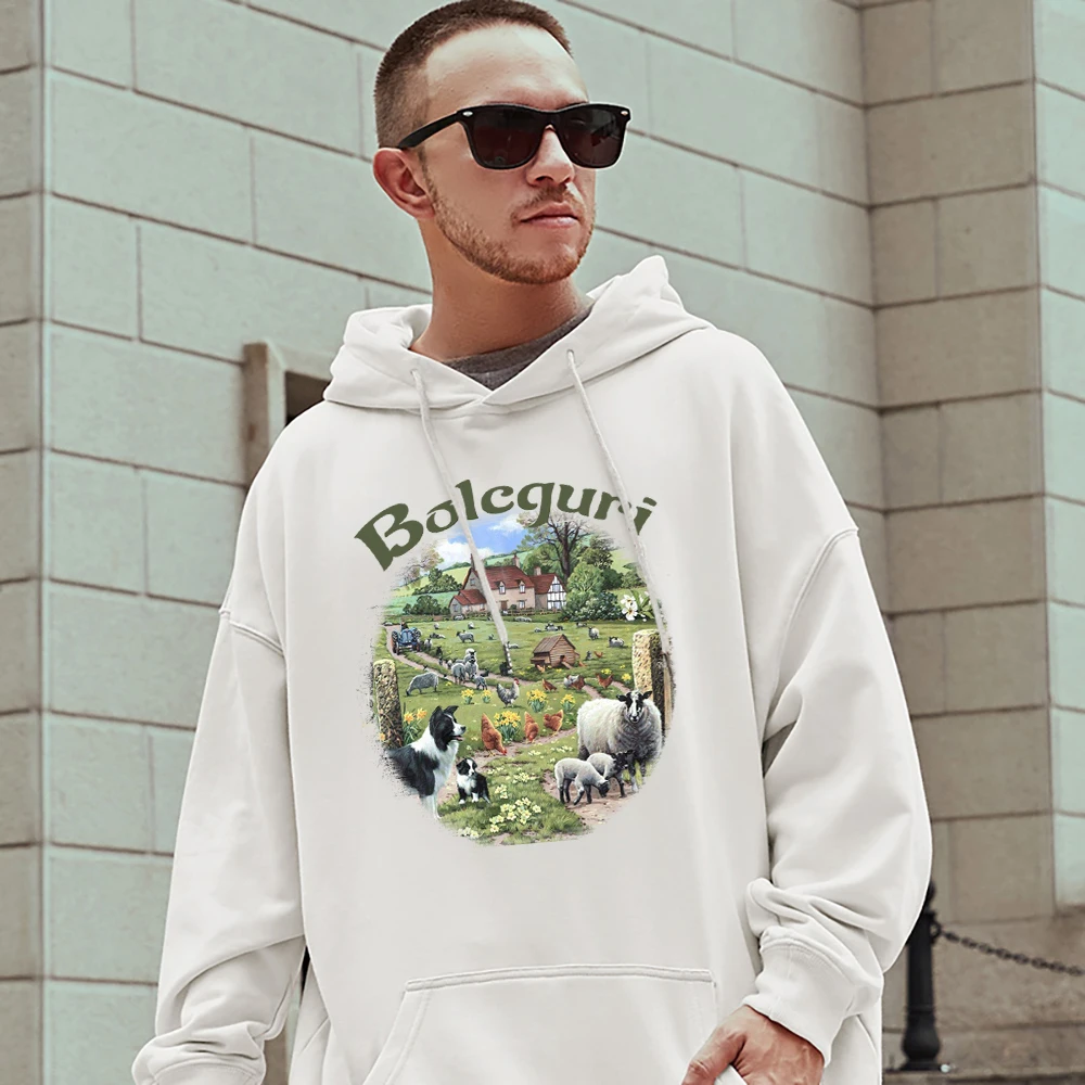 

Бесшумный и спокойный хлопковый Мужской пуловер с капюшоном в уличном стиле с изображением фермы животных, мягкий свободный спортивный костюм, Мужская Спортивная Толстовка С Карманами