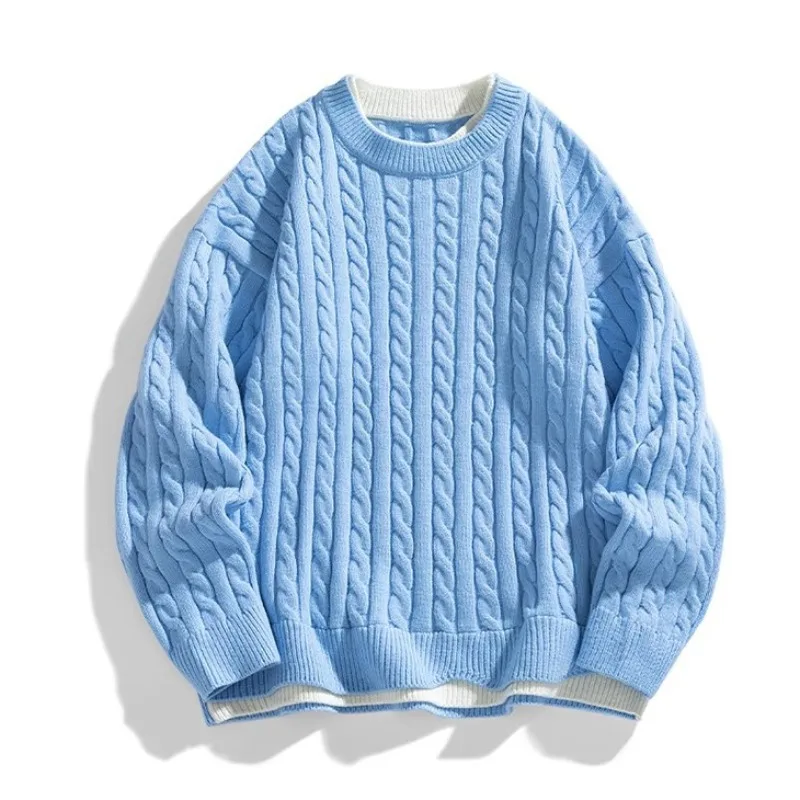 Новые модные мужские пуловеры с круглым вырезом вязаные свитера мужская верхняя