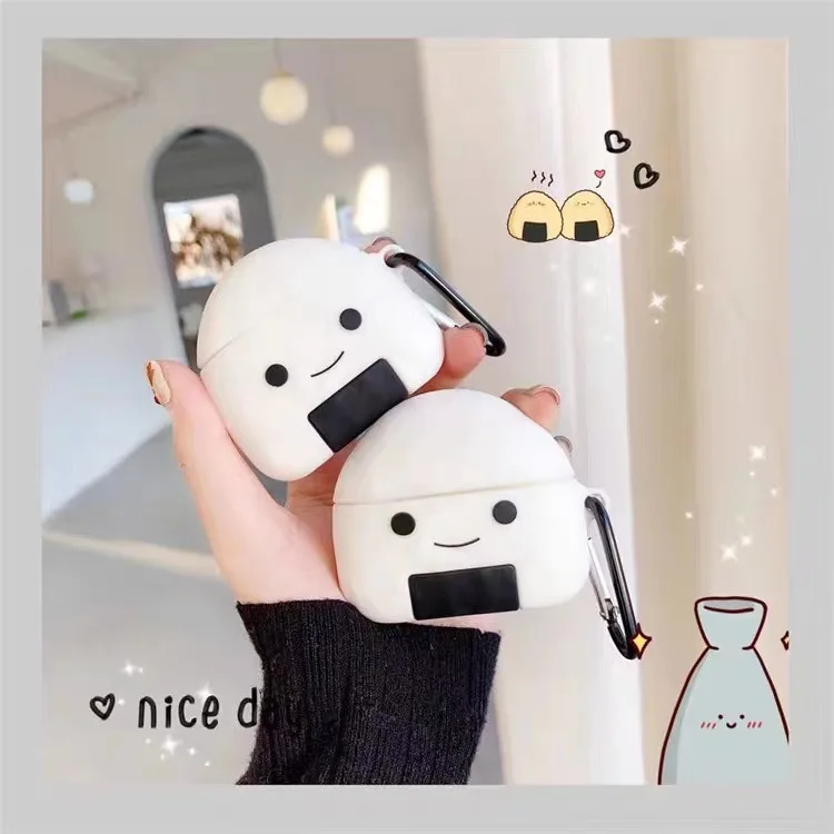 

Милый 3D-чехол с рисовым шариком для Airpods 2 1 Pro, Мягкий противоударный силиконовый чехол для Airpods Pro 2 1, чехол для Air Pods 2 1 Pro, чехол