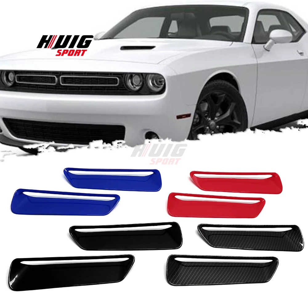 

2Pcs Plastic Car Front Engine Air Outlet Hood Vent Bonnet Decol Cover Trim For Dodge Challenger 2015-2020 Exterior Accessories