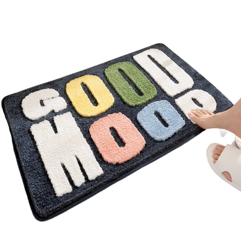 

Inyahome Non Slip Novelty Fashion Word Bath Mats Bathroom Floor Rugs Luxury Fluffy Thick Shaggy Microfiber Tufted Carpet 바닥 깔개