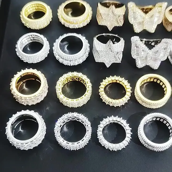 

Lucky Dropshipping 8mm Various Size Brass Single Row Zircon Ring With T-Square Zircon Inlaid For Hipster Hiphop Men