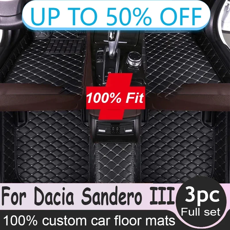 Фото Автомобильные коврики для Dacia Sandero III DJF 2020 2021 2022, пылезащитные автомобильные коврики, автомобильные аксессуары, комплект интерьера №1