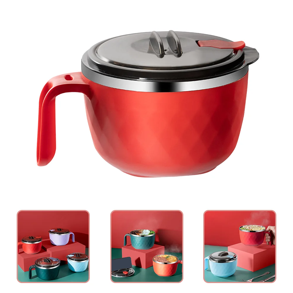 

Bowl Bowls Soup Lid Noodle Handle Instant Ramenmug Stainless Steel Cup Box Large Cookerholder Noodles Insulation Container