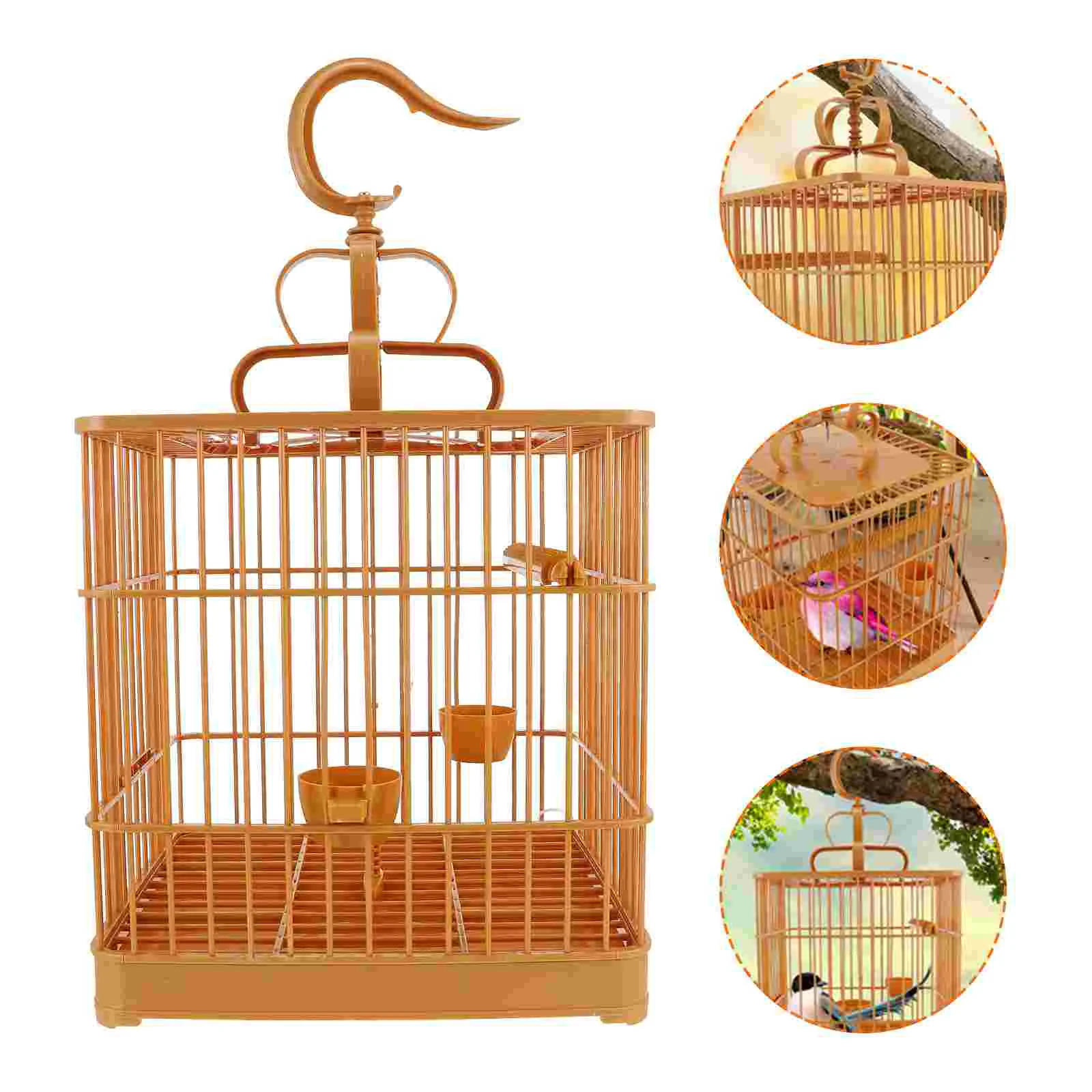 

1 Set Bird Cage Square Plastic Lightweight Cockatiel Cage Parakeet Display Cage