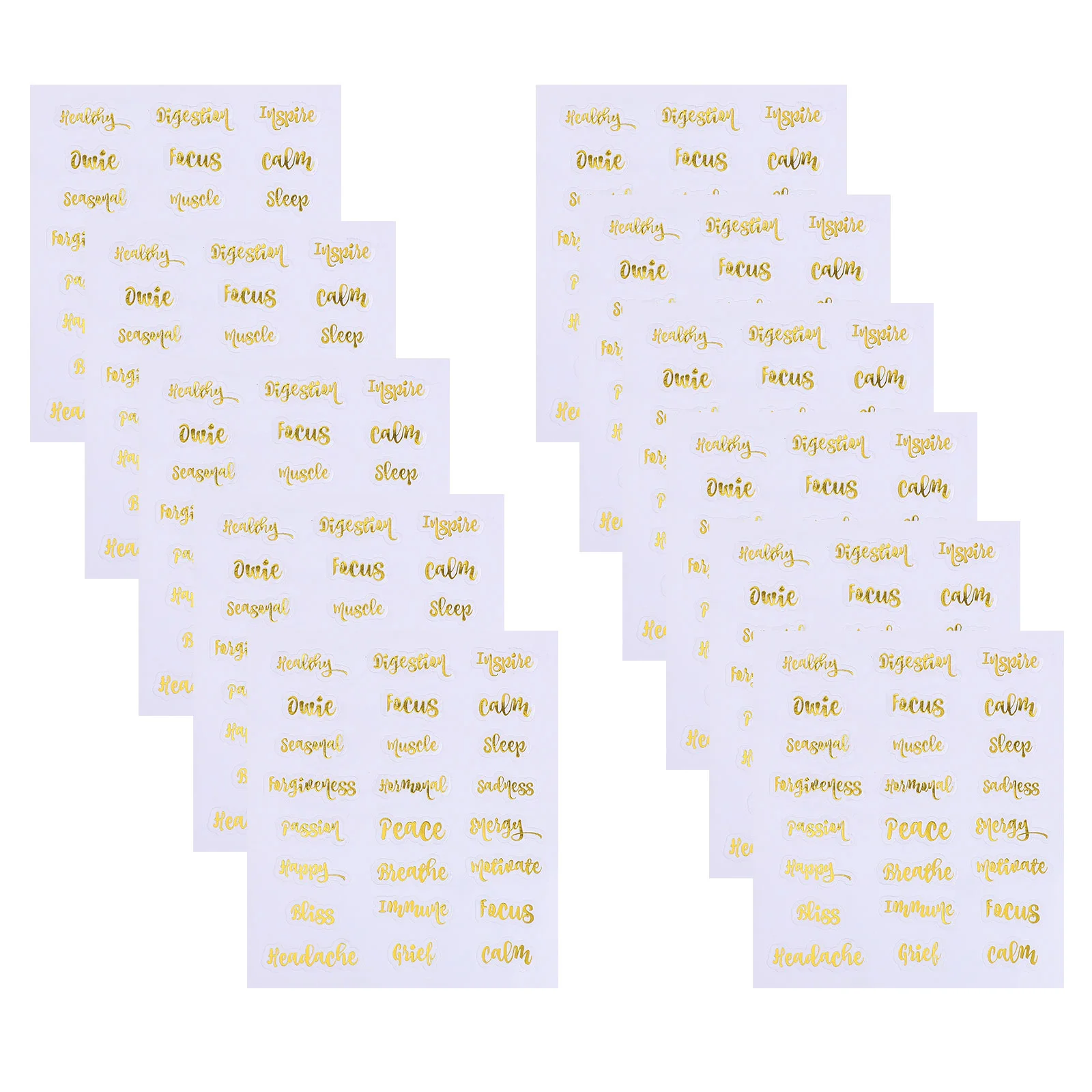 

10 Sheets Decals Letter Pattern DIY Multi-purpose Bottle Decals Essential Oil Accessories