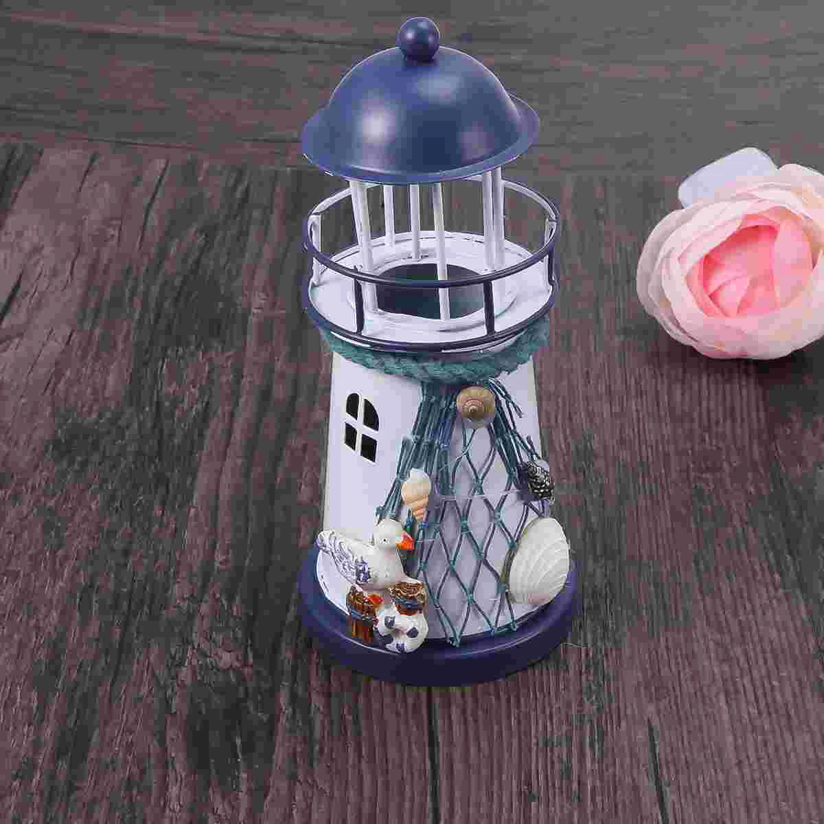 

Lighthouse Decor Led Mediterranean Light Lamp Solar Nautical Beach Garden Tower Beacon Rotating Figurine Sea Coastal Ornament