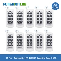 funshion 433mhz 8ch button remote control 1527 code 100 200m remote transmitter wireless key for smart home garage opener door