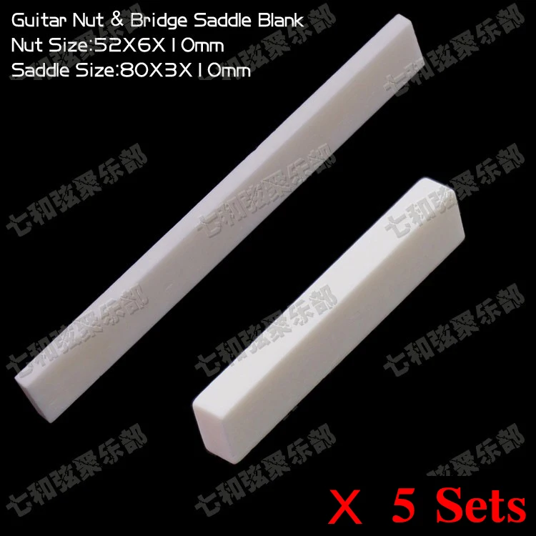100 Sets Bone Guitar Nuts and Bridge Saddle Blank for Acoustic Classical Guitar Bass Mandolin Banjo Ukulele 52x6x10/80x3x10mm
