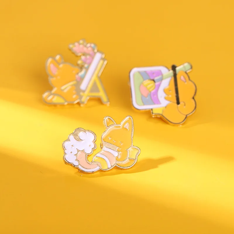 

Flower Enamel Pin Creativity New Year Gift Cartoon Women's Brooch Rabbit Christmas Lapel Pins Friends Badges Jewelry Fashion