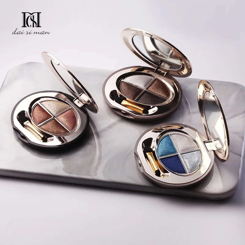 

4 Colors Eye Shadow Plate Glitter Powder Pearl Light Sequins Eye Shadow Waterproof Nude Makeup Novice Eye Shadow Multicolor