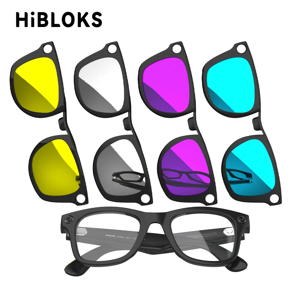 Фото Цветной сменный клипс HIBLOKS для очков Ray-Ban Meta Wayfarer и Gen 2 RW4012/RW4006, стандартные линзы для умных очков, клипс с матовой оправой 50-22. №1