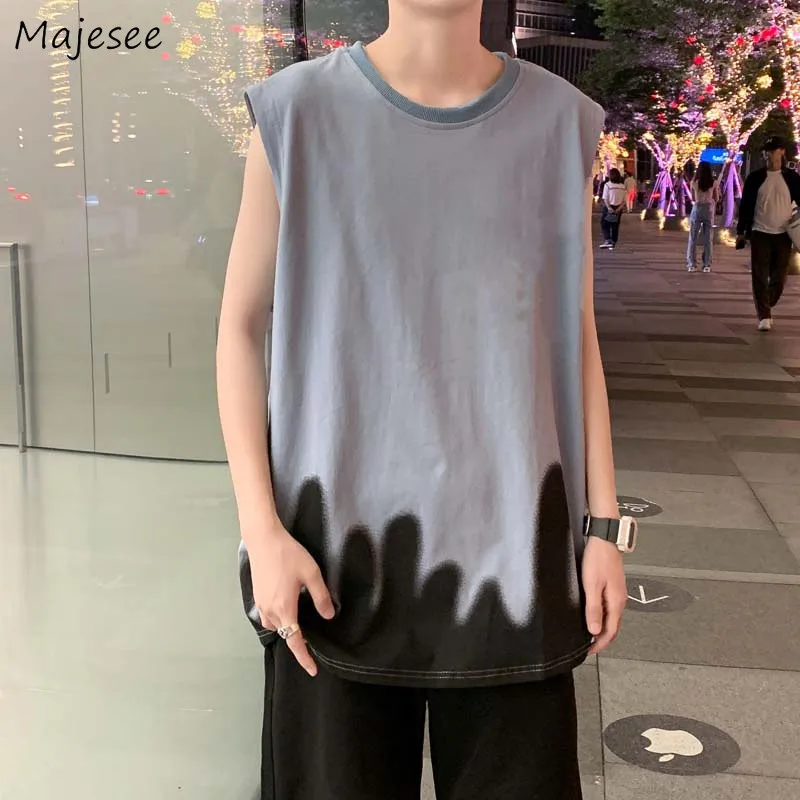 

O-neck Tanks Men Patchwork Design Trendy Popular Loose Summer New Students Korean Style Casual Daily All-match Simple Harajuku