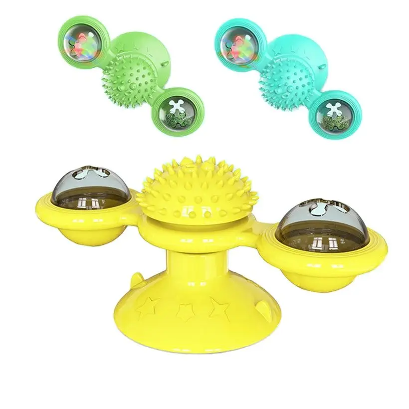 

Pet cat windmill toy rubbing hair device glowing rotating scratching cat toy spinning windmill turntable mint teasing cat toy
