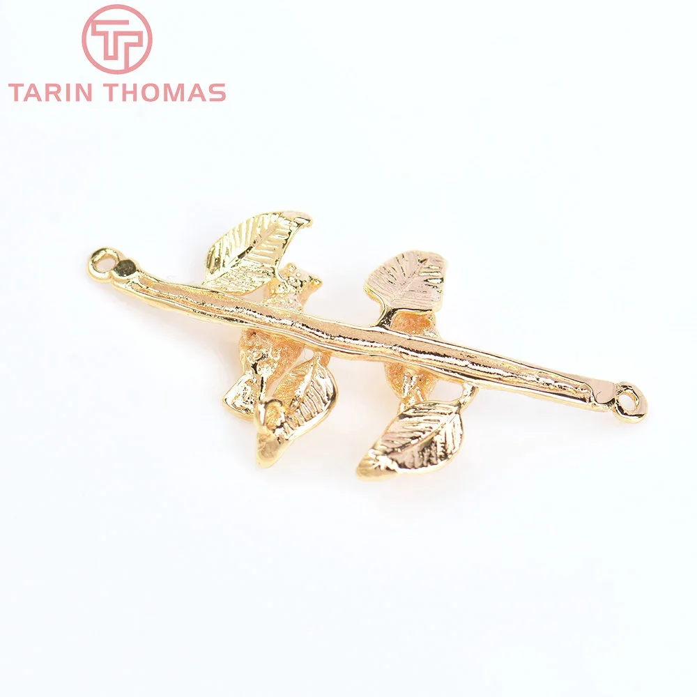 Латунные подвески в виде птиц с двойными отверстиями 24 к 6 шт. 18 х35 мм