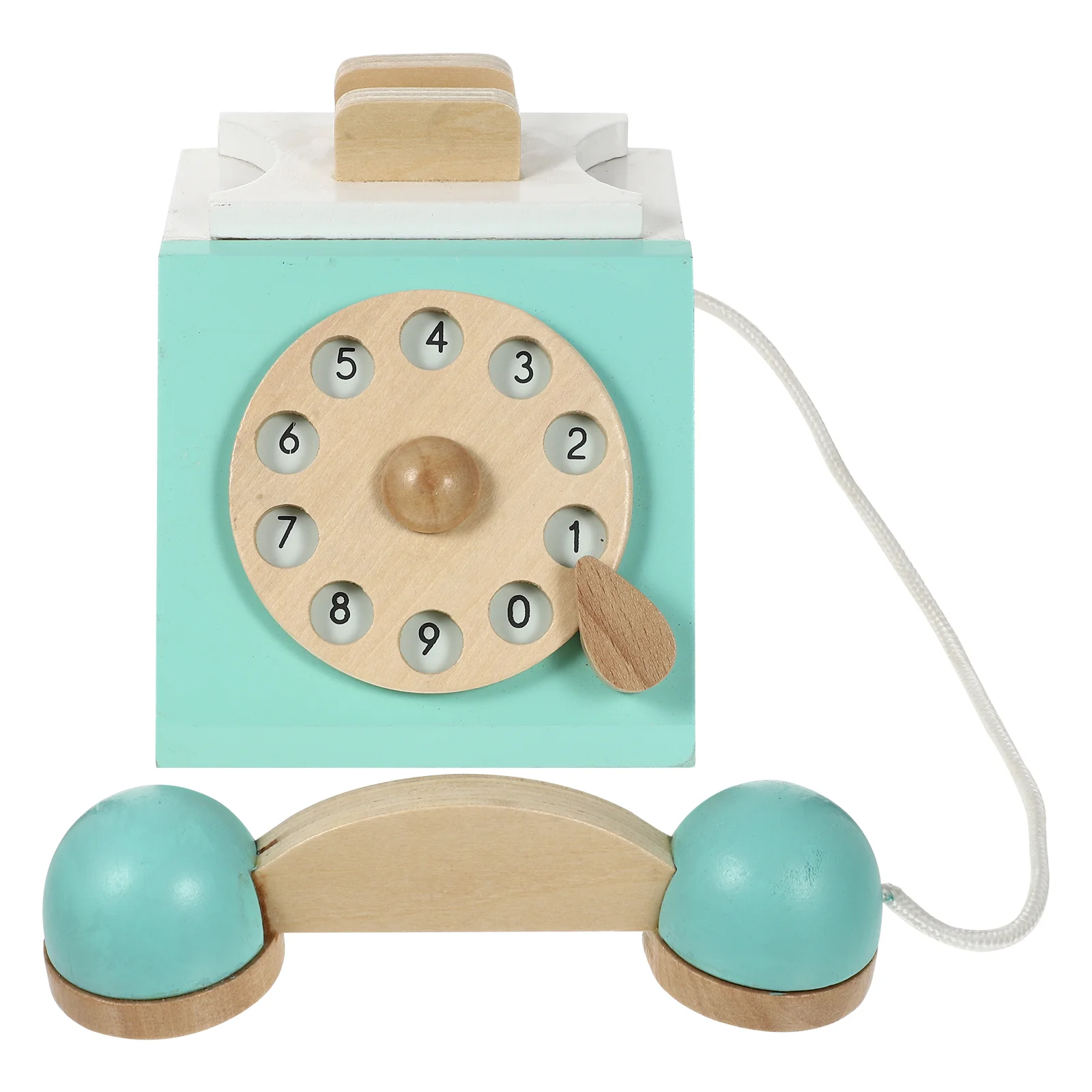 

Wooden Telephone Dial Disc Toy Simulation Vintage Kid Pretend Role Plaything Home Appliance