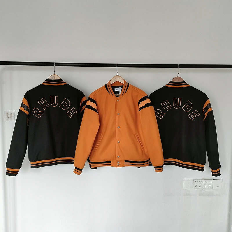 

Куртка Мужская/Женская бейсбольная составного кроя с вышивкой, Черная/коричневая