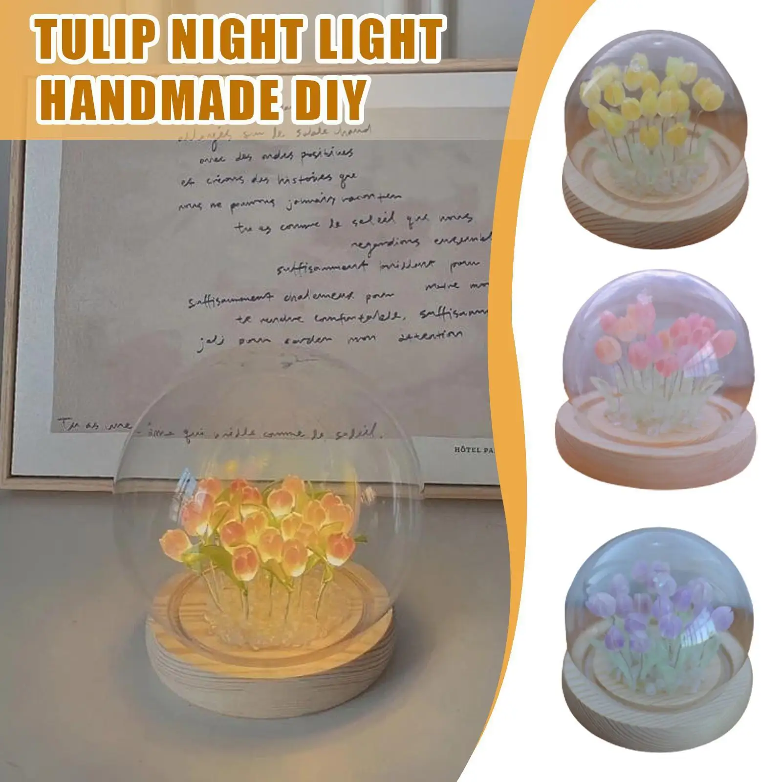 

Креативный ночник-Тюльпан ручной работы, термоусадочная пленка, материал «сделай сам», прикроватный орнамент, домашний декор для матерей, д...