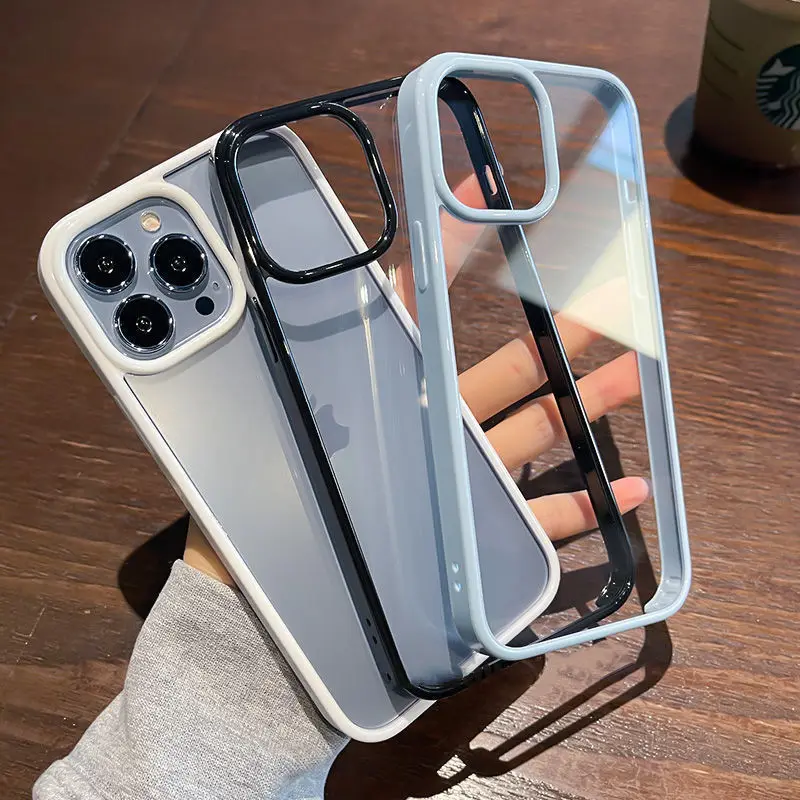 

Candy Shockproof Silicone Bumper Phone Case For iPhone 14 11 12 13 Pro Max X XS XR 8 7 Plus SE Transparent Protection Back Cover