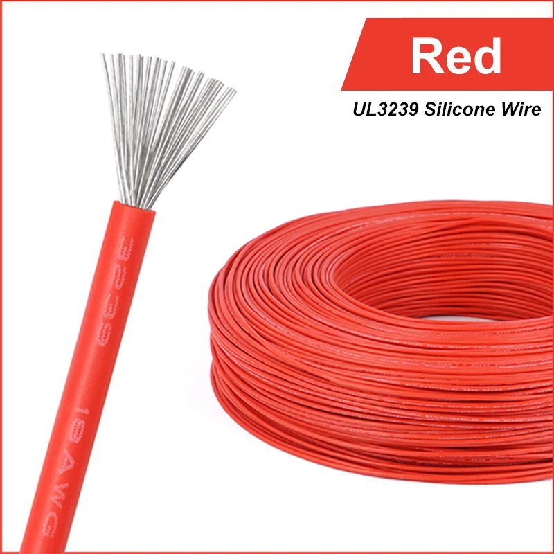 

UL3239 Силиконовый провод 3 кВ 30 28 26 24 22 20 18 16 14 12 10 8AWG Изолированный гибкий DIY светодиодный линейный электронный луженый медный кабель