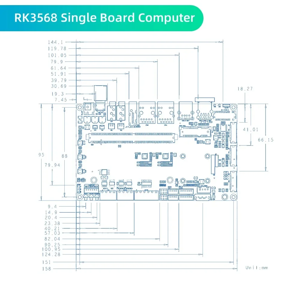 inflator niestandardowy Shenzhen Electronic PCBA TC-RK3568 SBC одноплатный компьютер DDR4 4 ГБ оперативной