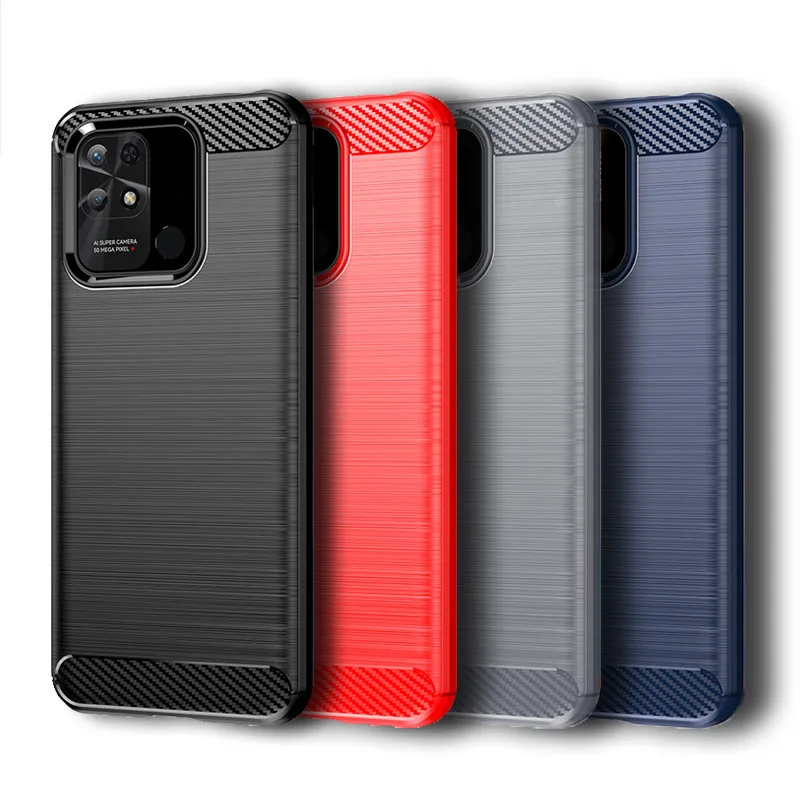 

For Xiaomi POCO C40 Case POCO C40 Cover 6.71 Inch Shockproof Carbon Fiber Soft Silicone Back Bumper For POCO C40 Fundas