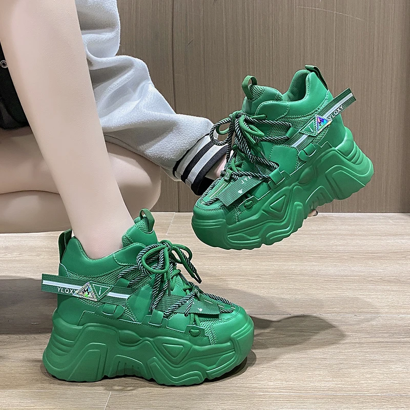 

9cm Women Casual Chunky Sneakers 2023 Spring Summer Platform Increased New Women Hidden Heels Fashion Vulcanized Mesh Shoes