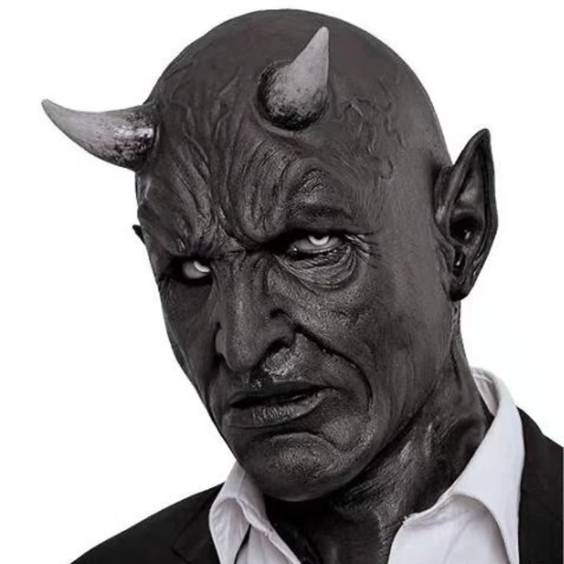 

Full Face Latex Headgear Halloween Scary Devil Mask Haunted House Secret Room Dress Up Props Horn Horror Halloween Masks Cosplay