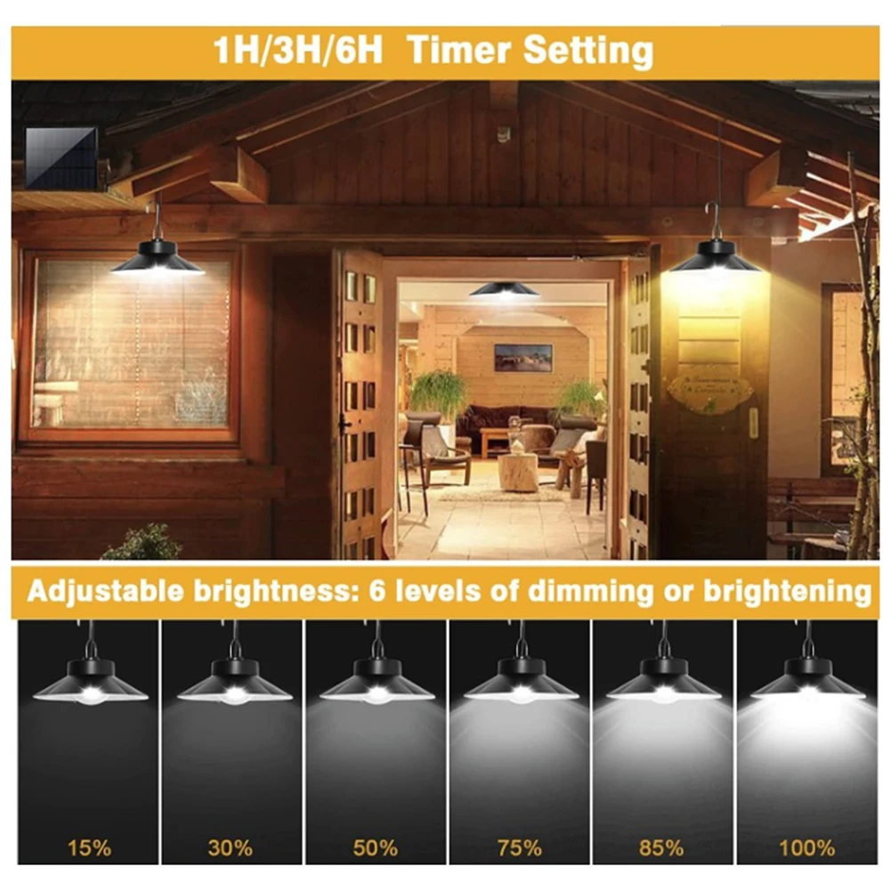 

Solar Pendant Lights with Remote Solar Shed Light IP65 Waterproof Solar Hanging Lamp Motion Sensor ​ for Garage Patio Barn