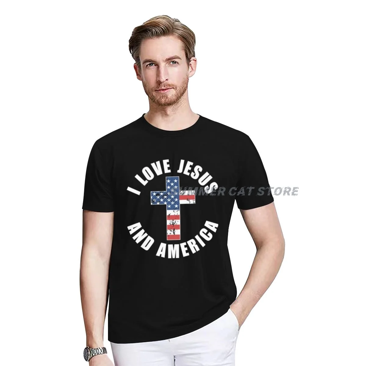 

Футболка с надписью «Я люблю Иисуса и Америки»