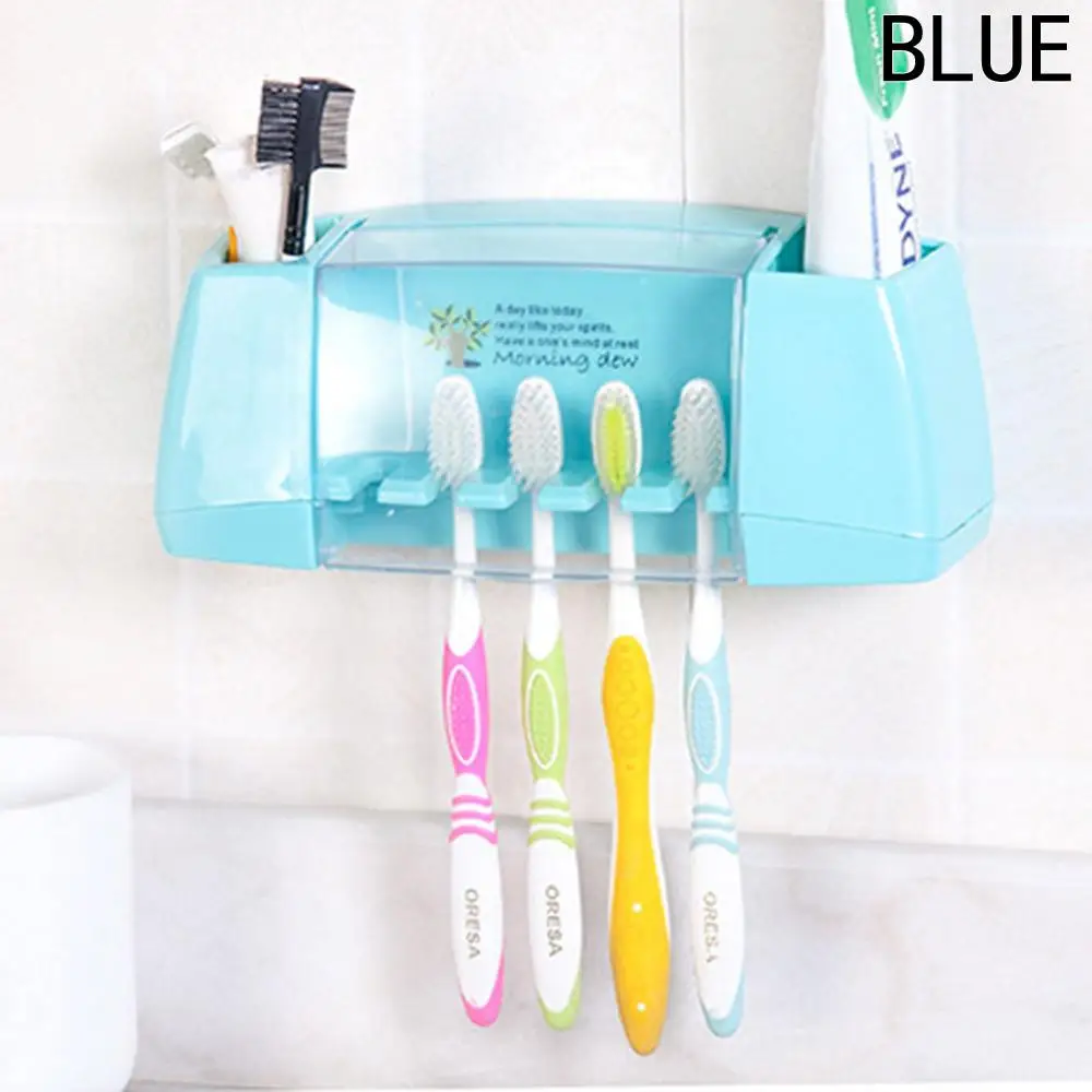 

Bathroom Wall Mounted Toothbrush Holder Toothpaste Storage Rack Shaver Multifunction Tooth Brush Dispenser Bathroom Organizer