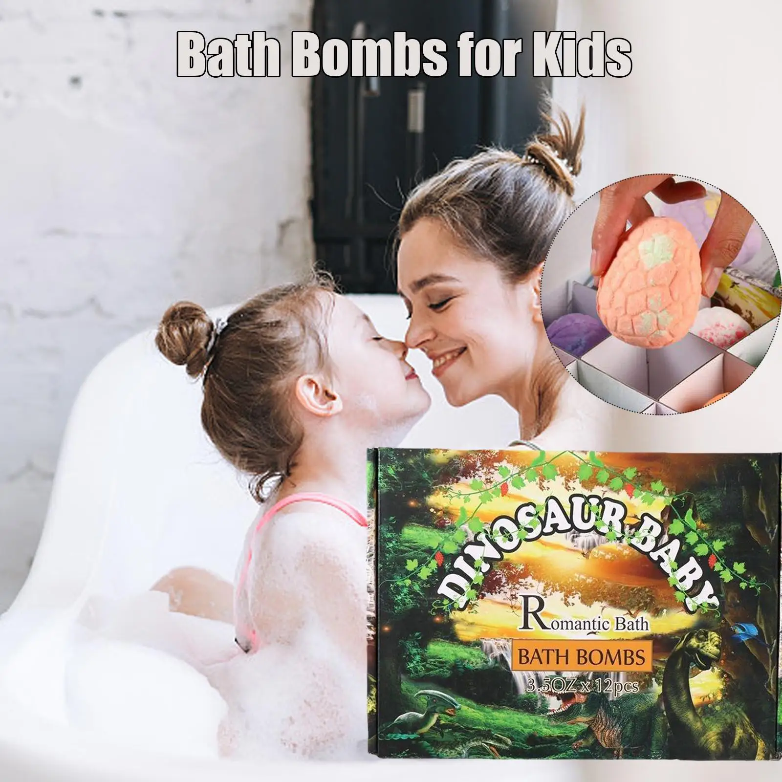 

12Pcs Dinosaur Egg Bath Salt Ball Essential Oil Aromatherapy Bath Salt Kids Toy Bath Ball Bath Salt Moisturizing Smooth Skin