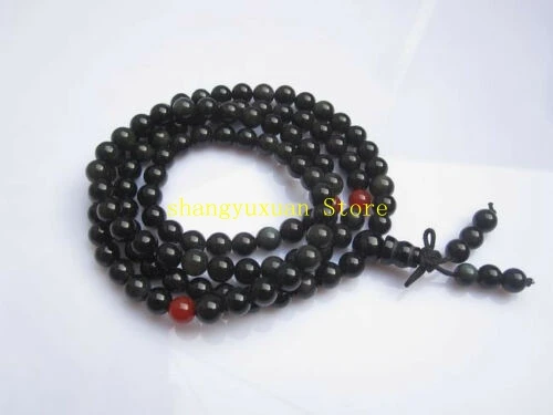 

Натуральный обсидиан, бриллианты 108 шт., браслет с бусинами, ожерелье